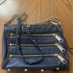 Pre-owned Rebecca Minkoff 5 Zip navy crossbody
